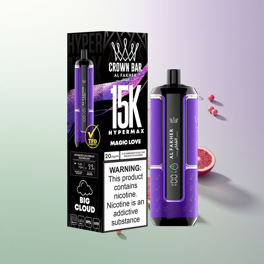 Al Fakher Crown Bar 15K Hipermax Jednokratna Vape Kit Magična Ljubav 22ml 600mAh Tip-C 15,000 Puffova DTL
