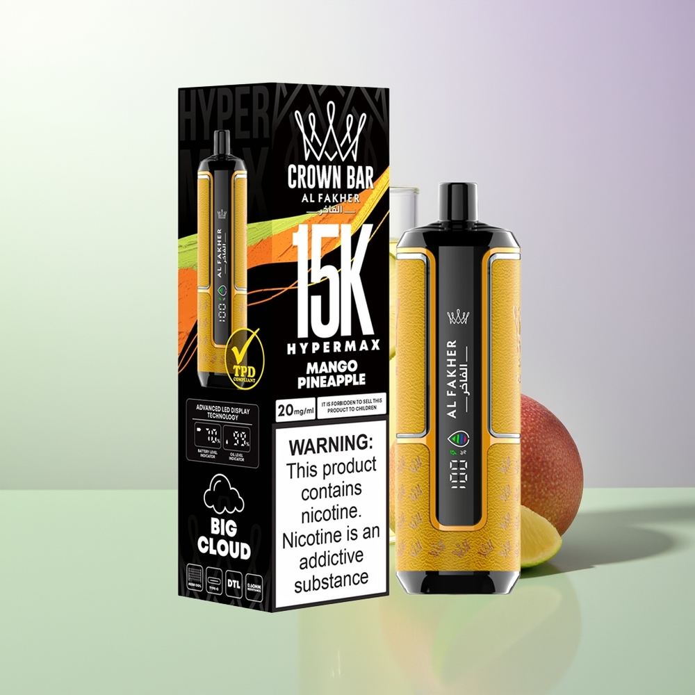 Al Fakher Crown Bar 15K Hypermax 15.000 pufova DTL 22ml 600mAh Type-C Portabilan Lagani Mango Ananas