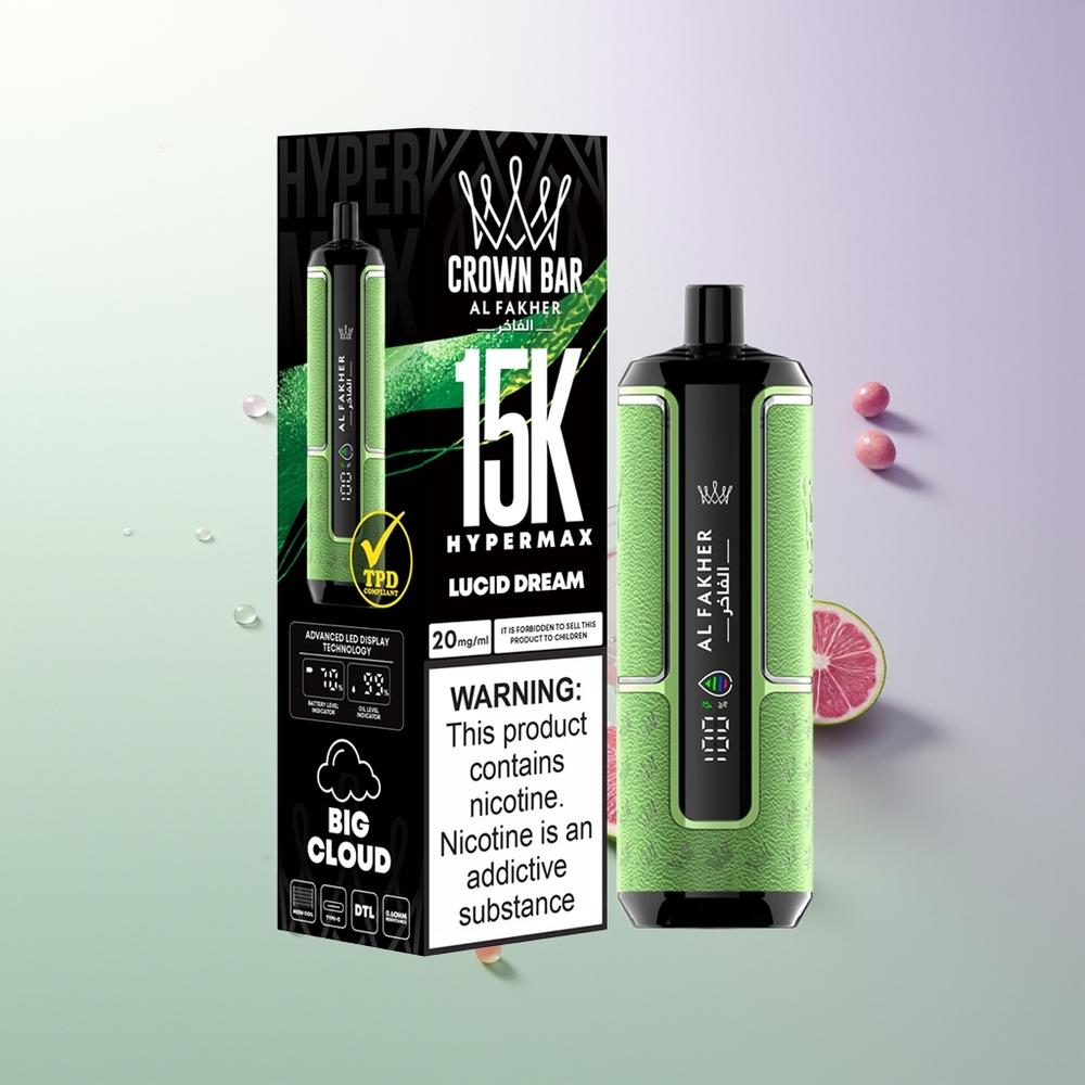 Al Fakher Crown Bar 15K Hypermax DTL 22ml 600mAh Baterija Vape Kit Lučni San Srpski Veleprodajci