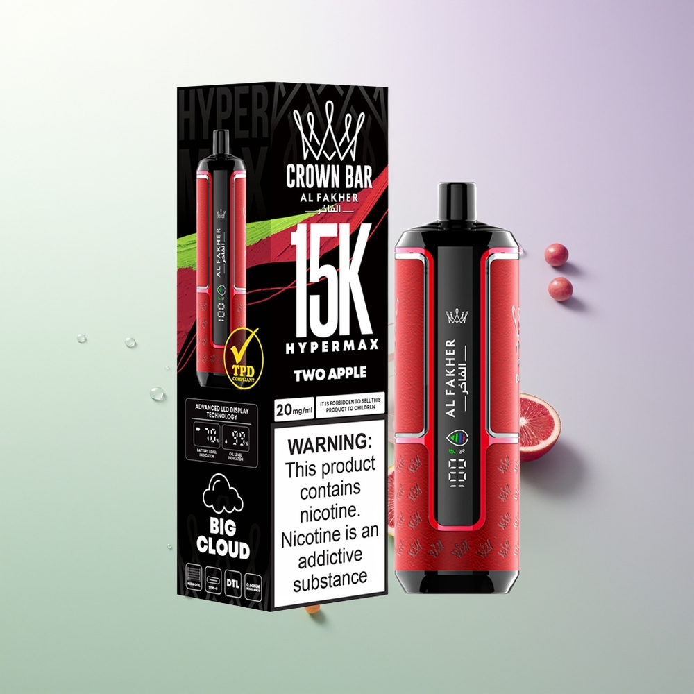 Al Fakher Crown Bar 15K Hypermax DTL 22ml 600mAh Dve Jabuke