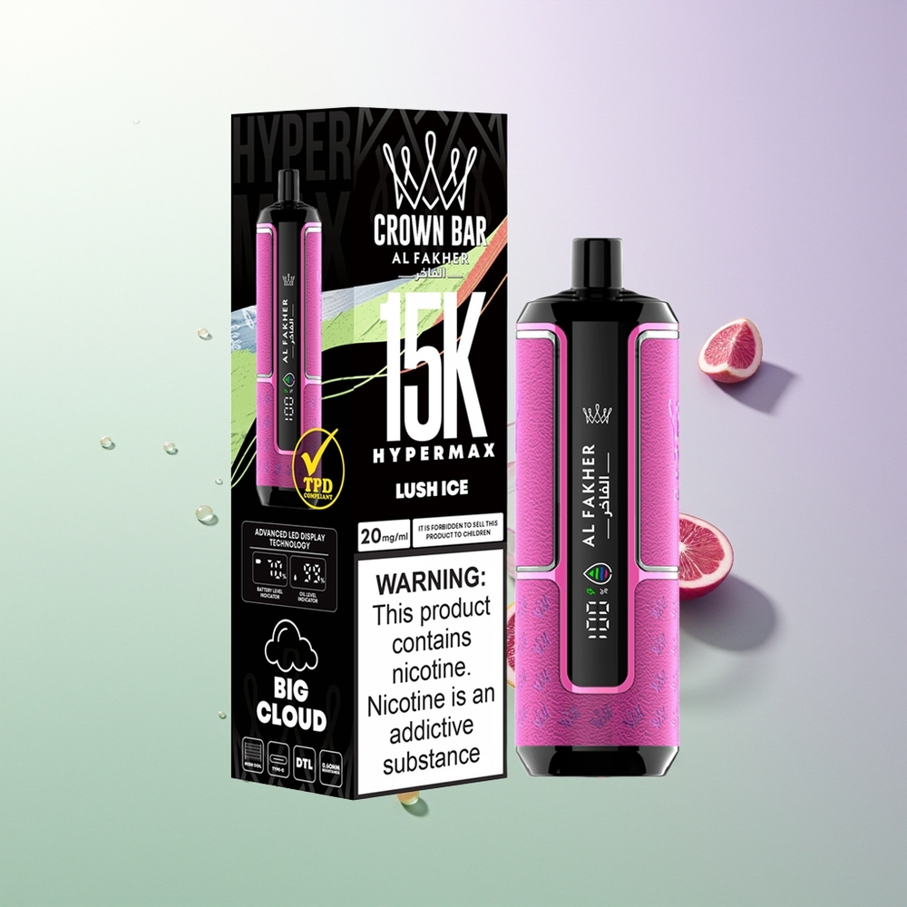 Al Fakher Crown Bar 15K Hypermax DTL 22ml 600mAh Prevodni Vape Kit Sočni Led