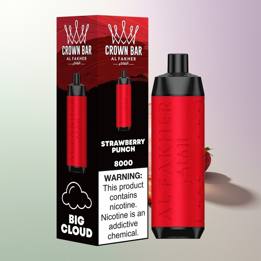 Al Fakher Crown Bar 8000 Crystal 18ml 8000 Puffs 5mg USB-C Jagoda Punch Srpski Distributeri