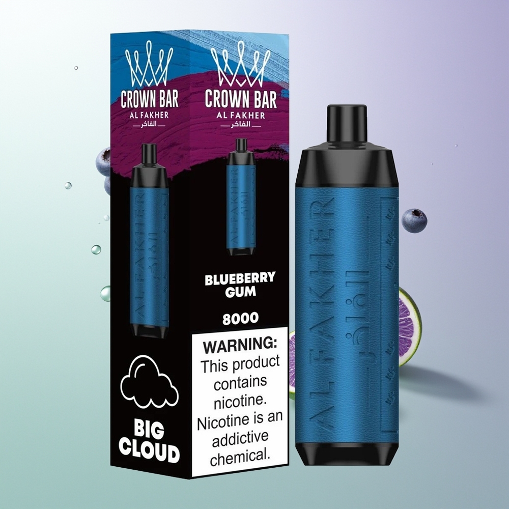 Al Fakher Crown Bar 8000 Crystal Jednokratna Vape 600mah 18ml 5mg 0.6ohm Plava Jagoda Žvakača