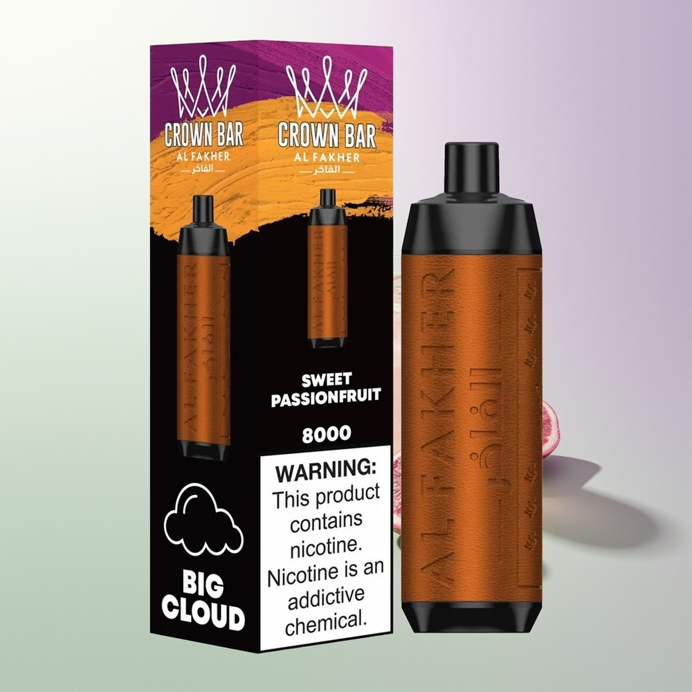 Al Fakher Crown Bar 8000 Crystal Jednokratna Vape 600mah 18ml 5mg 0.6ohm Slatka Pasiflora Srpski Veleprodajci