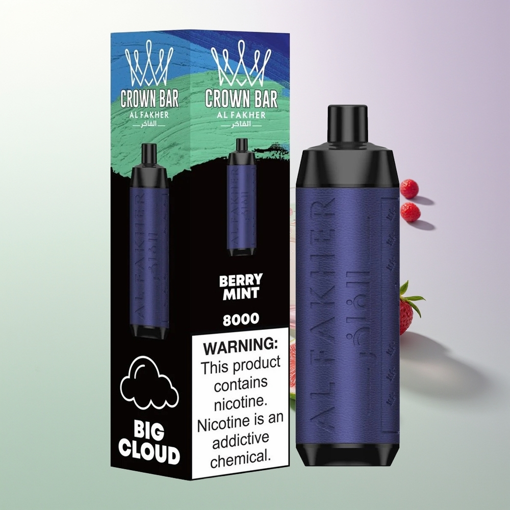 Al Fakher Crown Bar 8000 Crystal Jednokratna Vape Jagoda Met 600mah 18ml 5mg 0.6ohm