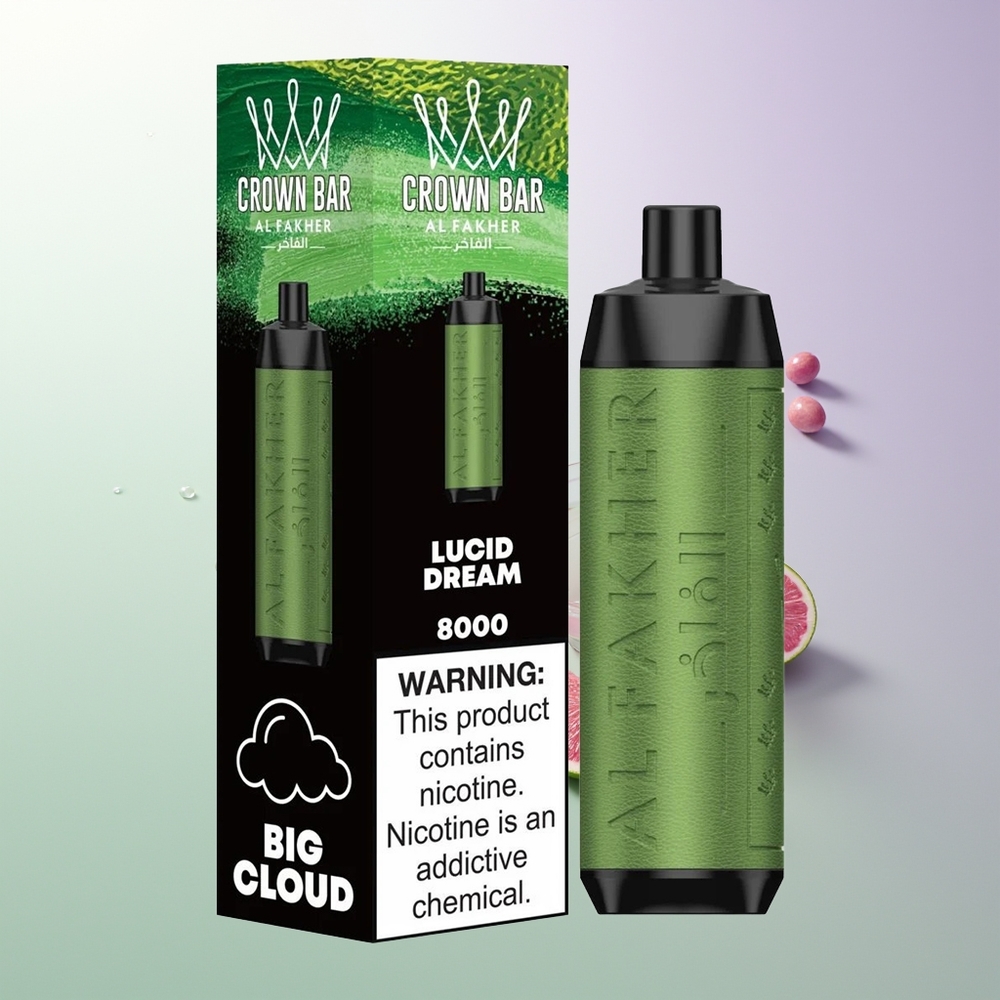 Al Fakher Crown Bar 8000 Crystal Jednokratna Vape Lucid San 600mah 18ml 5mg 0.6ohm Srpski Dizalci