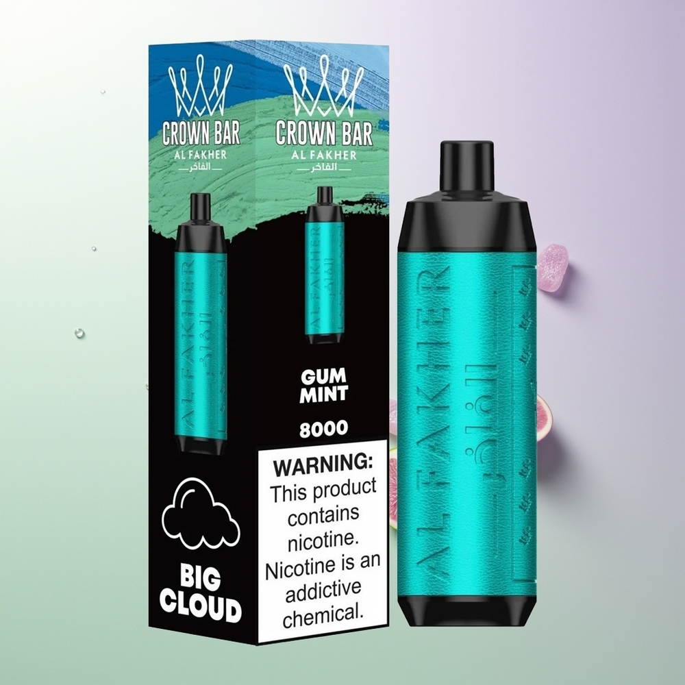 Al Fakher Crown Bar 8000 Crystal Jednokratna Vape Žvakaća Mentol Srpski Domaći