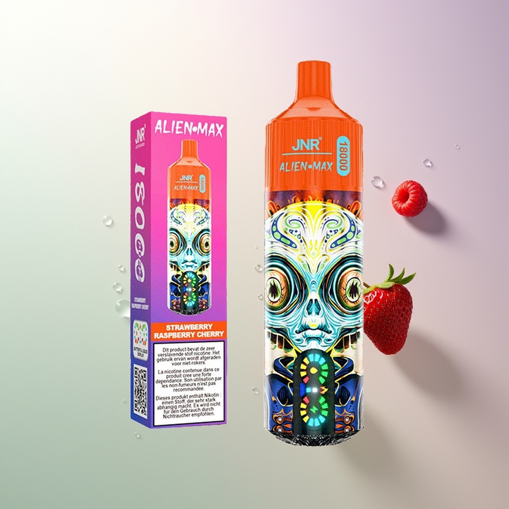 JNR Alien Max 18000 Puffs Dual Mesh LED Tip 28ml Jagoda Malina Trešnja