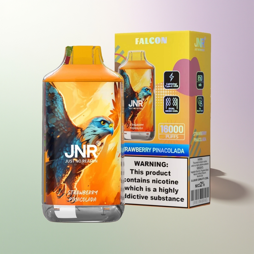 JNR Falcon 16000 Pufova 850mAh 22ml Dual Mesh Coil Type C & Lightning Smart LED Display 0% 2% Jagoda Pina Kolada