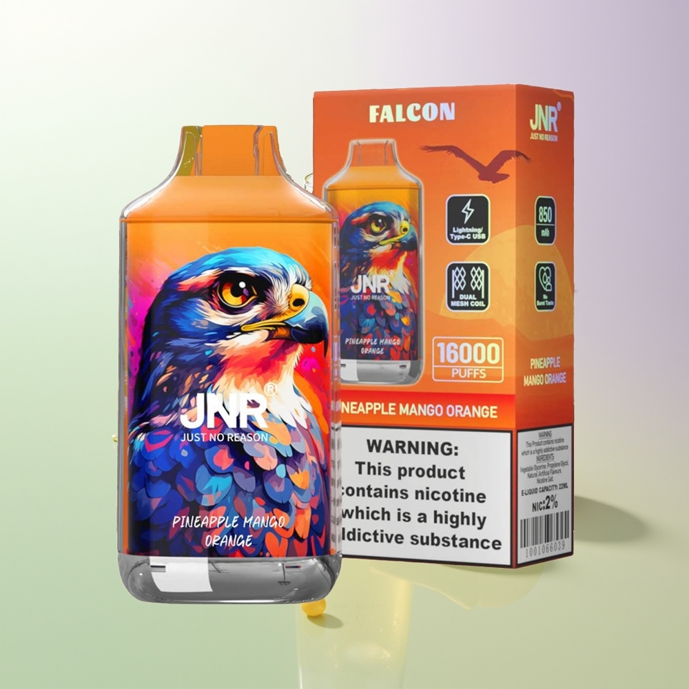 JNR Falcon 16000 Pufova Dual Mesh Coil LED Ekran 22ml 850mAh Type C Ananas Mango Narandža Srbija Dobavljači