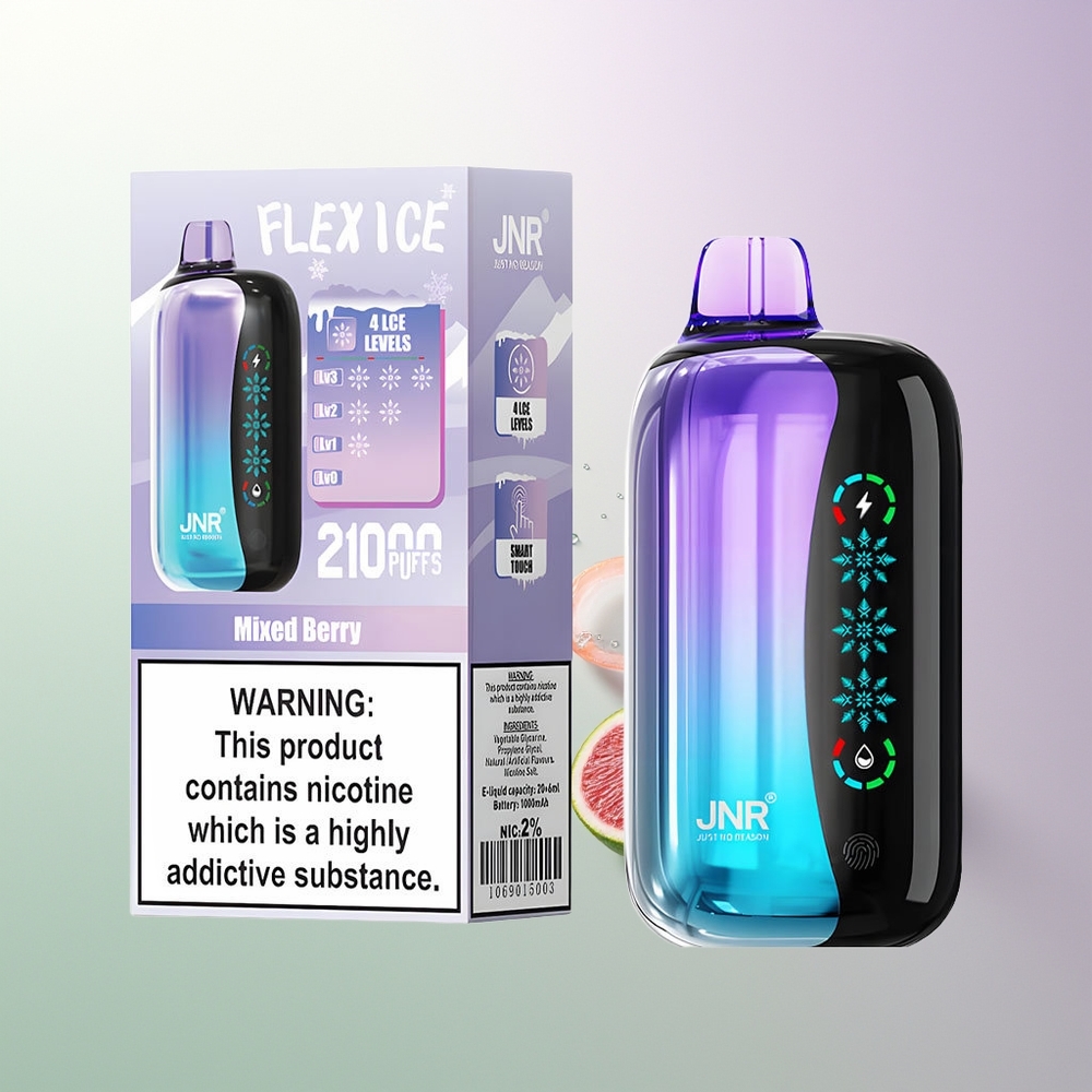 JNR Flex Ice 21000 Pufova Podesivi Vazdušni Tok Ekran na Dodir Dual Mreža 26ml E-tečnost Tip-C Mešane Bobice