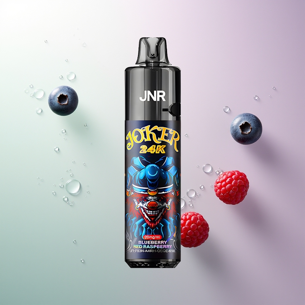 JNR Joker 24K Pufova Jednokratna Vape 2+10ml Punjenje Vidljivi Nivo Tekućine 800mAh Baterija Tip-C Punjenje Borovnica Crvena Malina