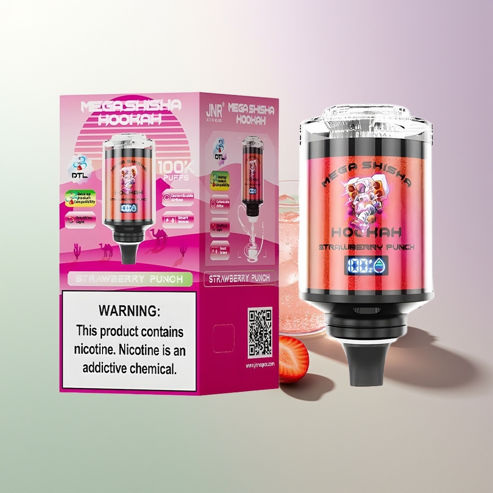 JNR Mega Shisha Hookah 100K 2200mAh Tip-C Bredi Jasna Ekran Šumska Jagoda Kombinacija