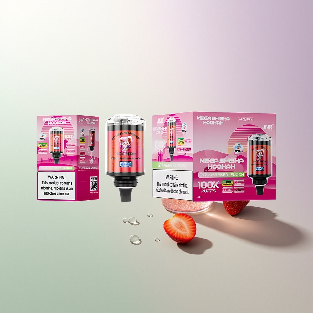 JNR Mega Shisha Hookah 100K 2200mAh Tip-C Bredi Jasna Ekran Šumska Jagoda Kombinacija