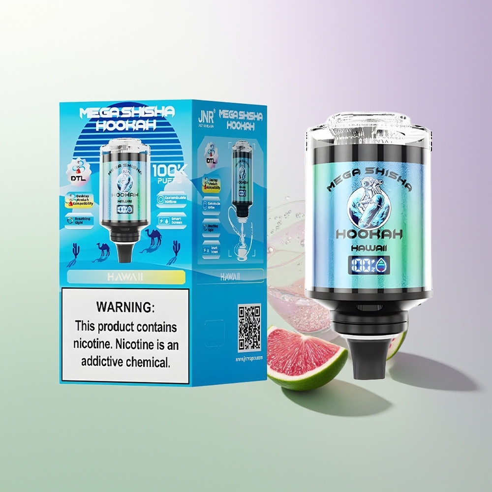 JNR Mega Shisha Hookah 100K 2200mAh Tip-C Interaktivni Ekran Podesivi Protok Vazduha 2% Nikotina Hawaii Srbija Dobavljači