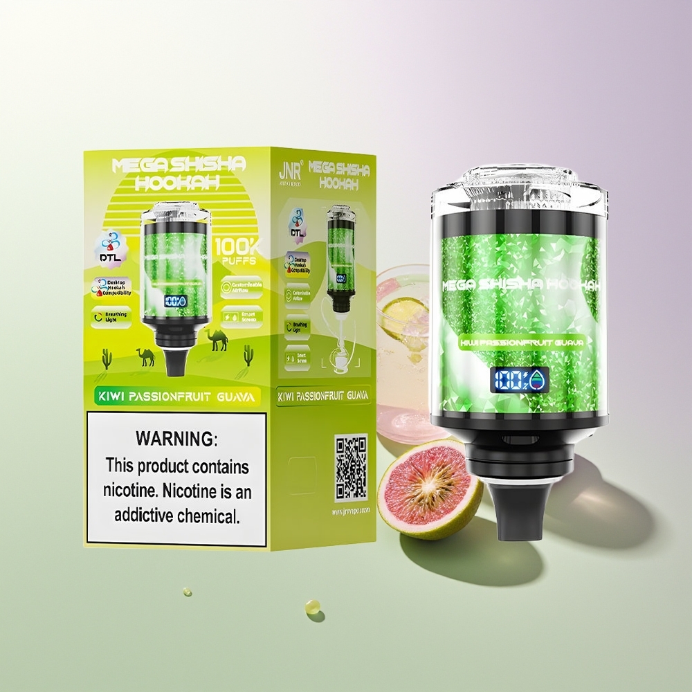 JNR Mega Shisha Hookah 100K 2200mAh Tip-C Kiwi Pasulj Guava