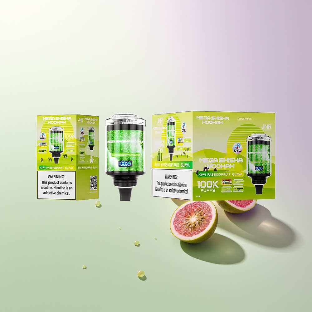 JNR Mega Shisha Hookah 100K 2200mAh Tip-C Kiwi Pasulj Guava