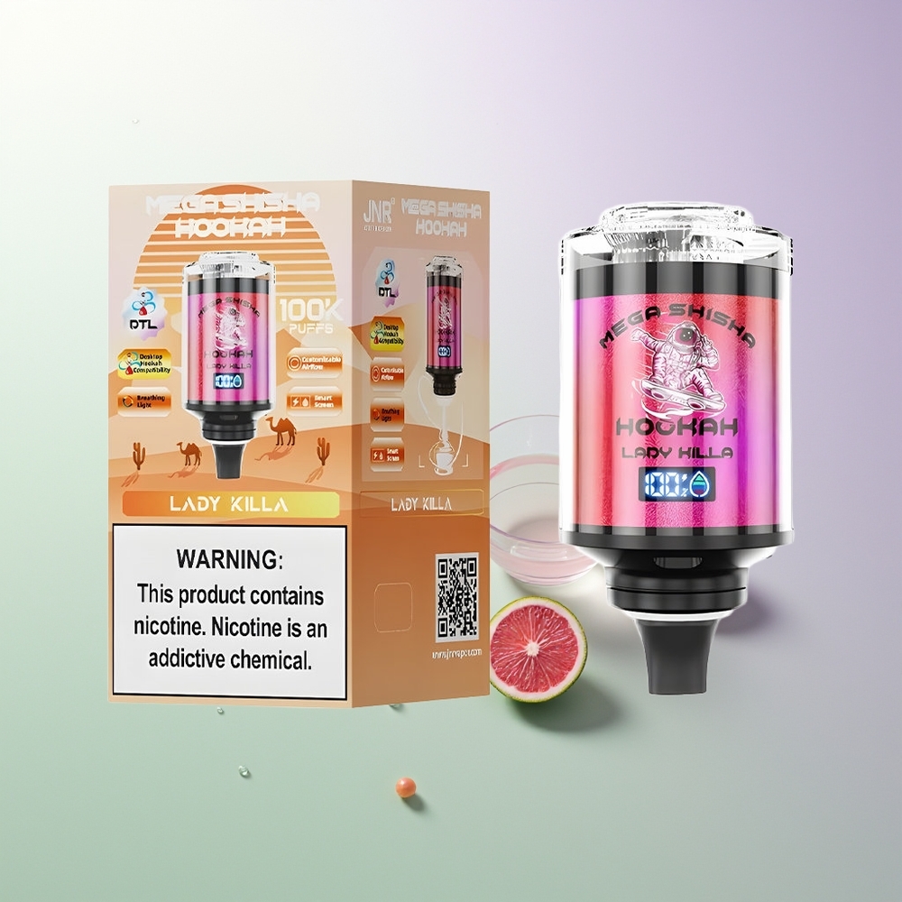 JNR Mega Shisha Hookah 100K 60ml 2200mAh Tip-C Ekran Lady Killa Srbija Distributeri
