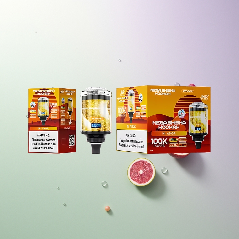 JNR Mega Shisha Hookah 100K 60ml 2200mAh Tip-C Interaktivni Pametni Ekran Podesivi Protok Vazduha 2% Nikotina Mi Amor
