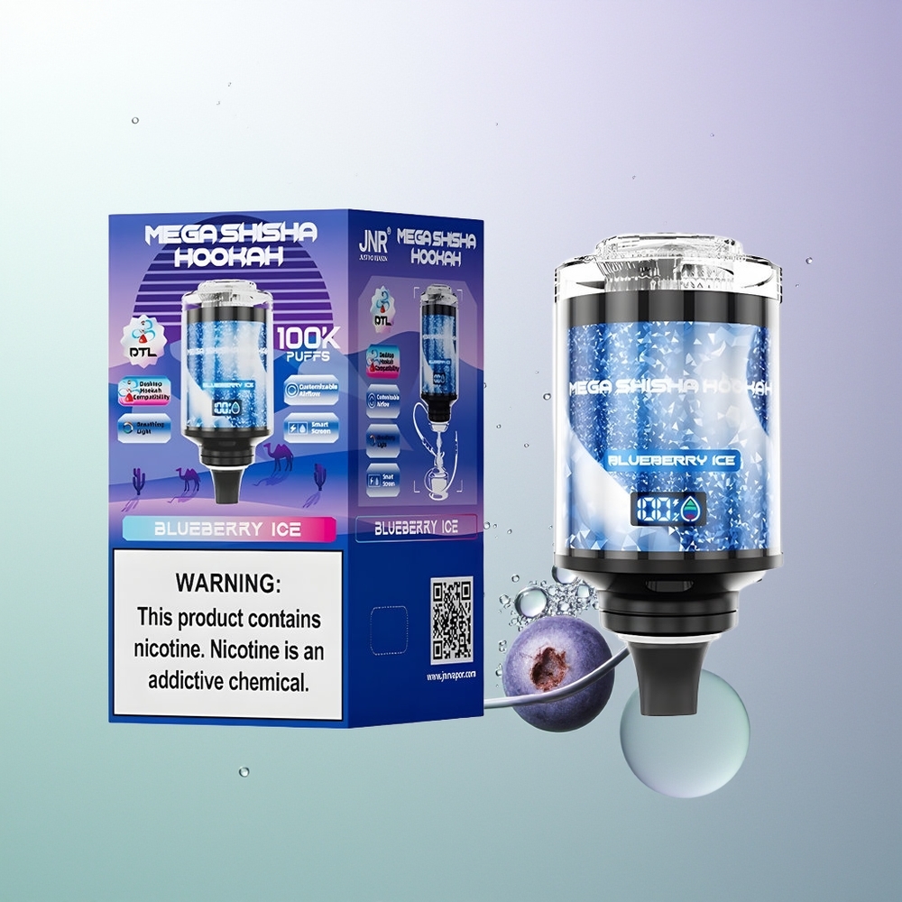 JNR Mega Shisha Hookah 100K 60ml 2200mAh Tip-C Plavo Borovnica Led Srpski Dobavljači