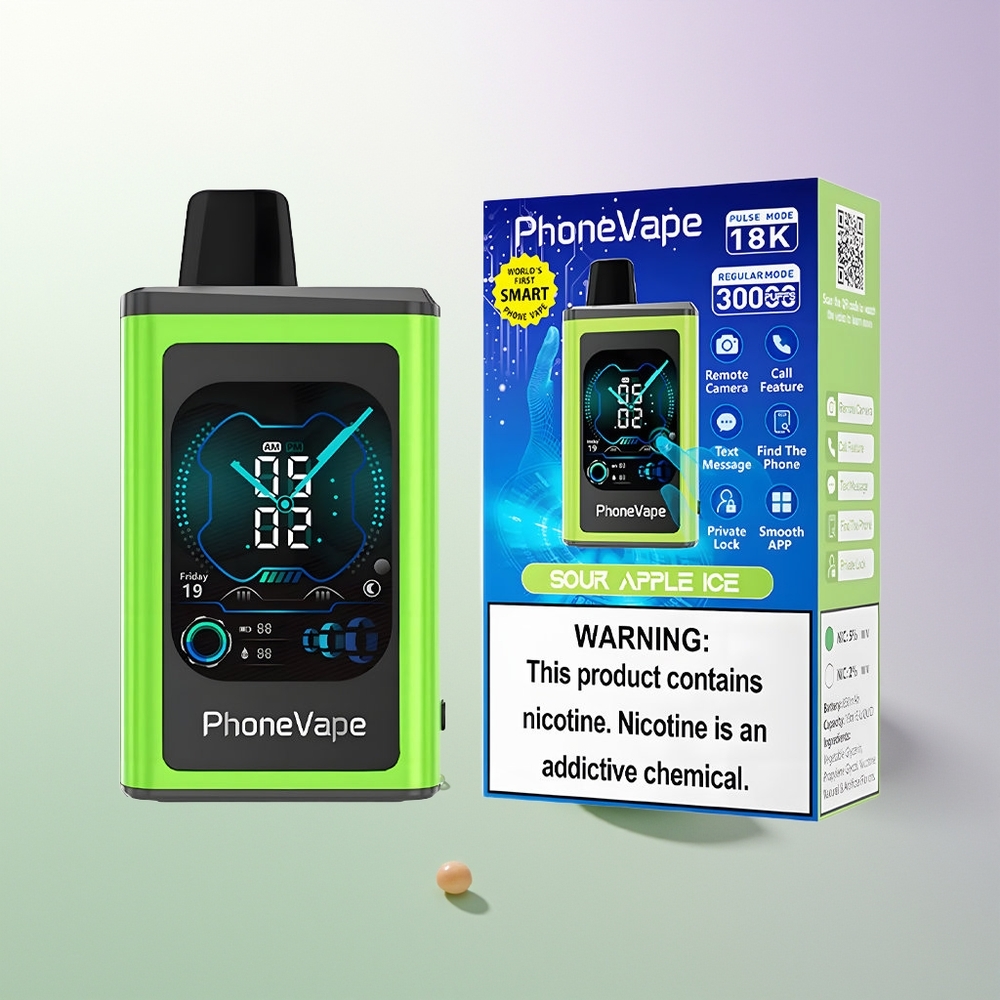 JNR PhoneVape 30000 puševa Punjenja preko Type-C Turbo Režim Podešavanje Protoka Vazduha Aplikacija Kontrola Kisele Jabuke Led