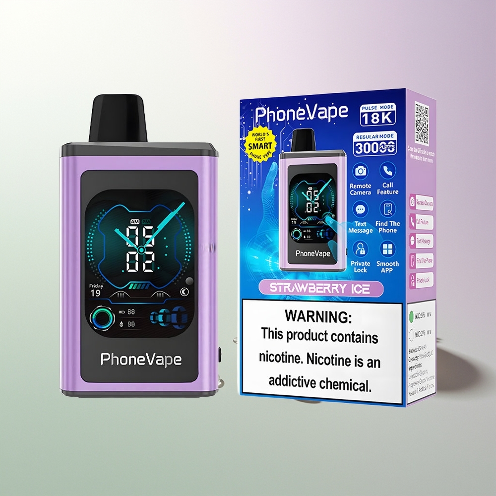 JNR PhoneVape 30000 pufova Punjenje Type-C Turbo Režim Podešavanje Protoka Vazduha Aplikacija Kontrola 2% 5% Nikotina Jagoda Led Srbija Dobavljači