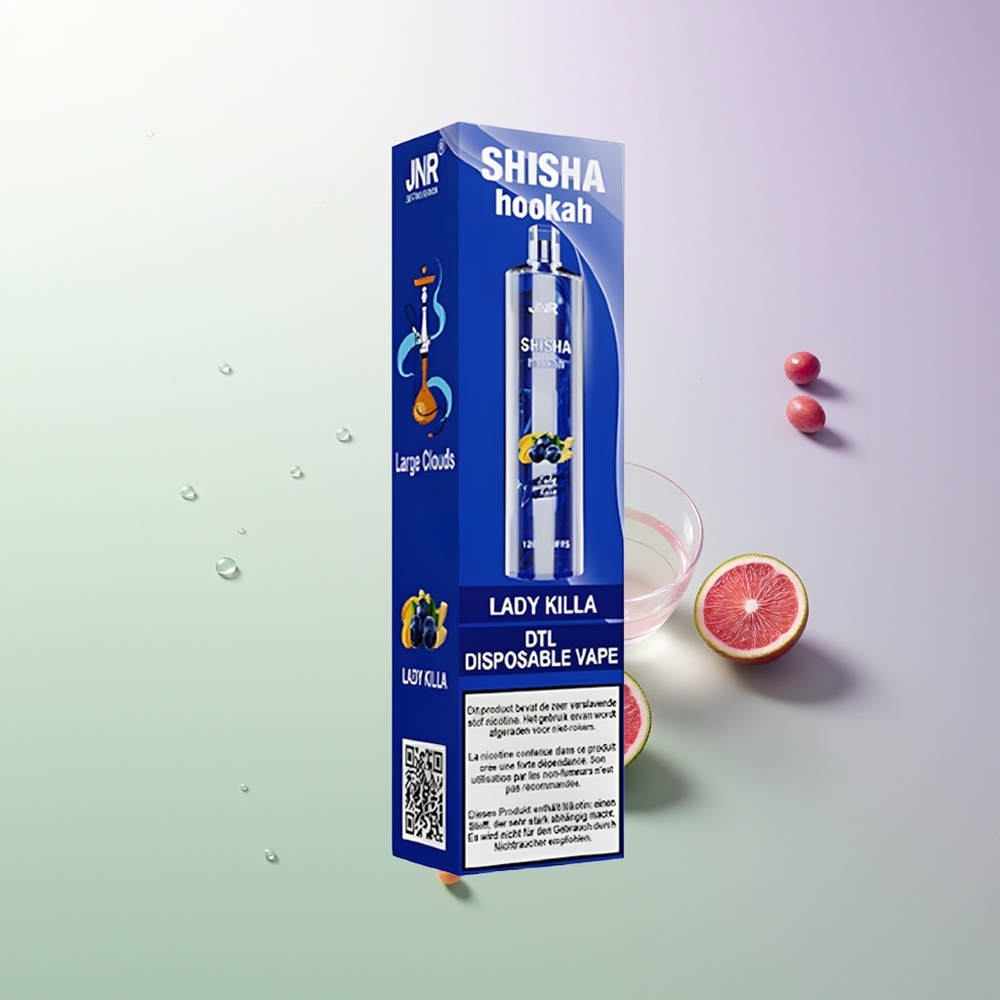 JNR Shisha Hookah 12000 Pufova 750mAh 24ml 0.6 Ohm Mesh Coil Type-C Lady Killa