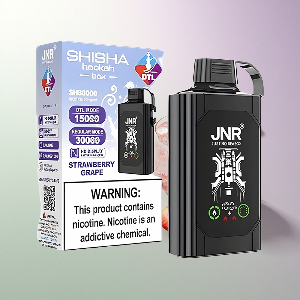 JNR Shisha Hookah Box 20500 Puffs HD Display 1000mAh 25ml Dual Mesh Coil Type-C Quick Charge 0%2%5% Jagoda Grožđe