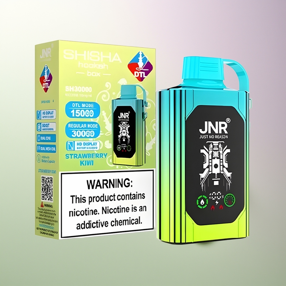 JNR Shisha Hookah Box 20500 Puffs HD Display 1000mAh 25ml Dual Mesh Coil Type-C Quick Charge 0% 2% 5% Jagoda-Kivi