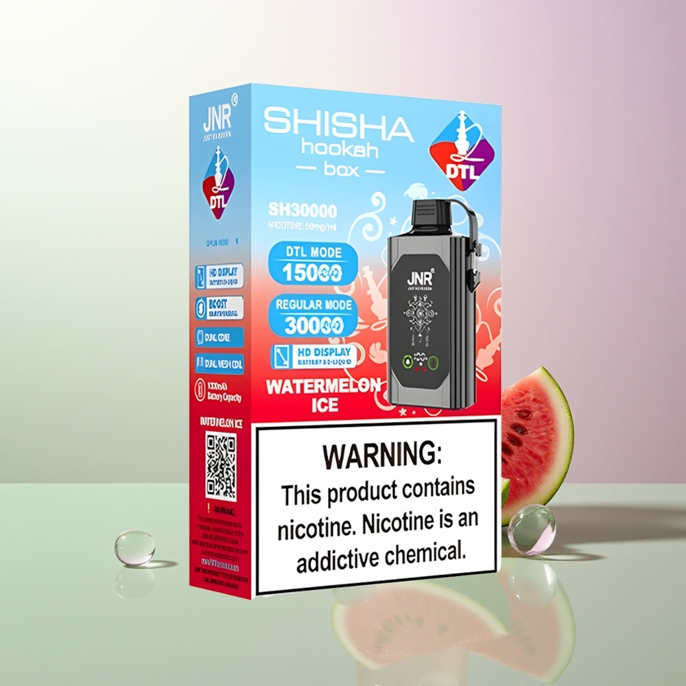 JNR Shisha Hookah Box 20500 Puffs HD Display 1000mAh 25ml Dual Mesh Coil Type-C Quick Charge 0%2%5% Ledenjena Lubenica