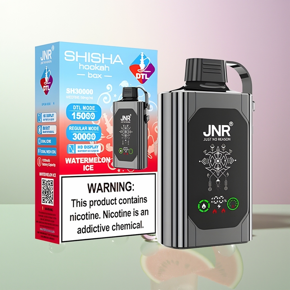 JNR Shisha Hookah Box 20500 Puffs HD Display 1000mAh 25ml Dual Mesh Coil Type-C Quick Charge 0%2%5% Ledenjena Lubenica