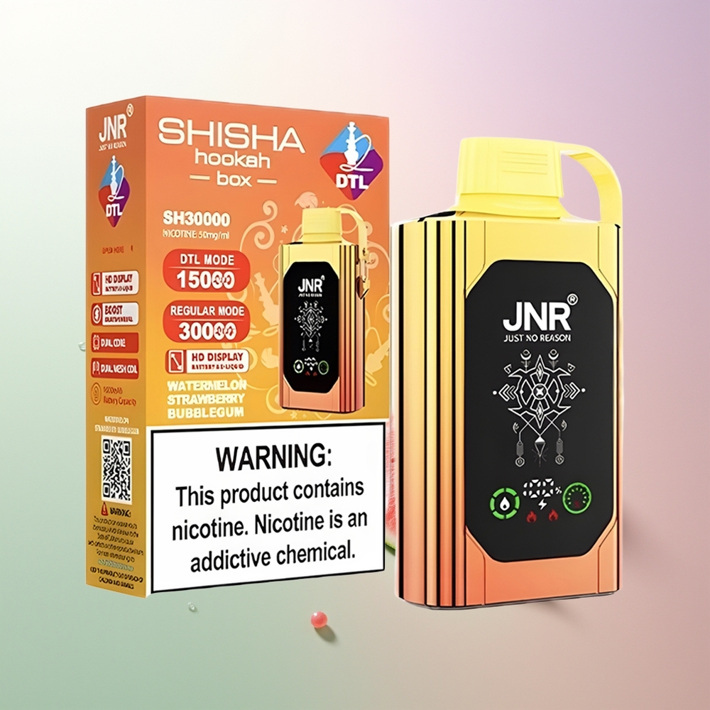JNR Shisha Hookah Box 20500 Pufova HD Display 1000mAh 25ml Dual Mesh Coil Type-C Brusnica Jagoda Balon Žvaka