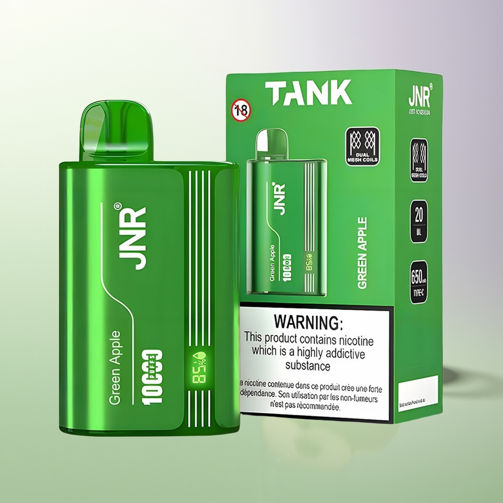 JNR Tank 10000 Pufova Digitalni Dual Mesh Coil sa Tip-C Punjenjem Zeleno Jabuka Breskva Kruška