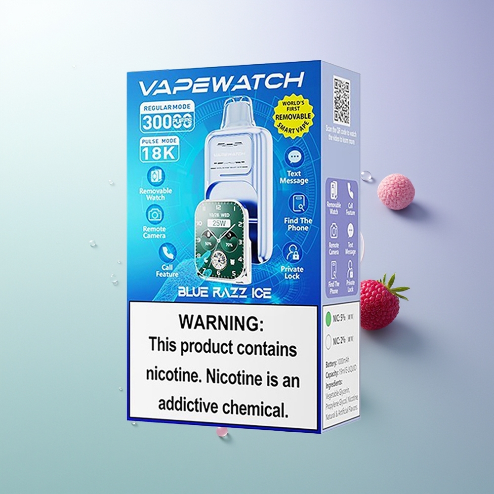 JNR VapeWatch 30000 Pufova Dual Mesh Coil 1000mAh Type-C Plava Malina Led Srpski Veleprodajci
