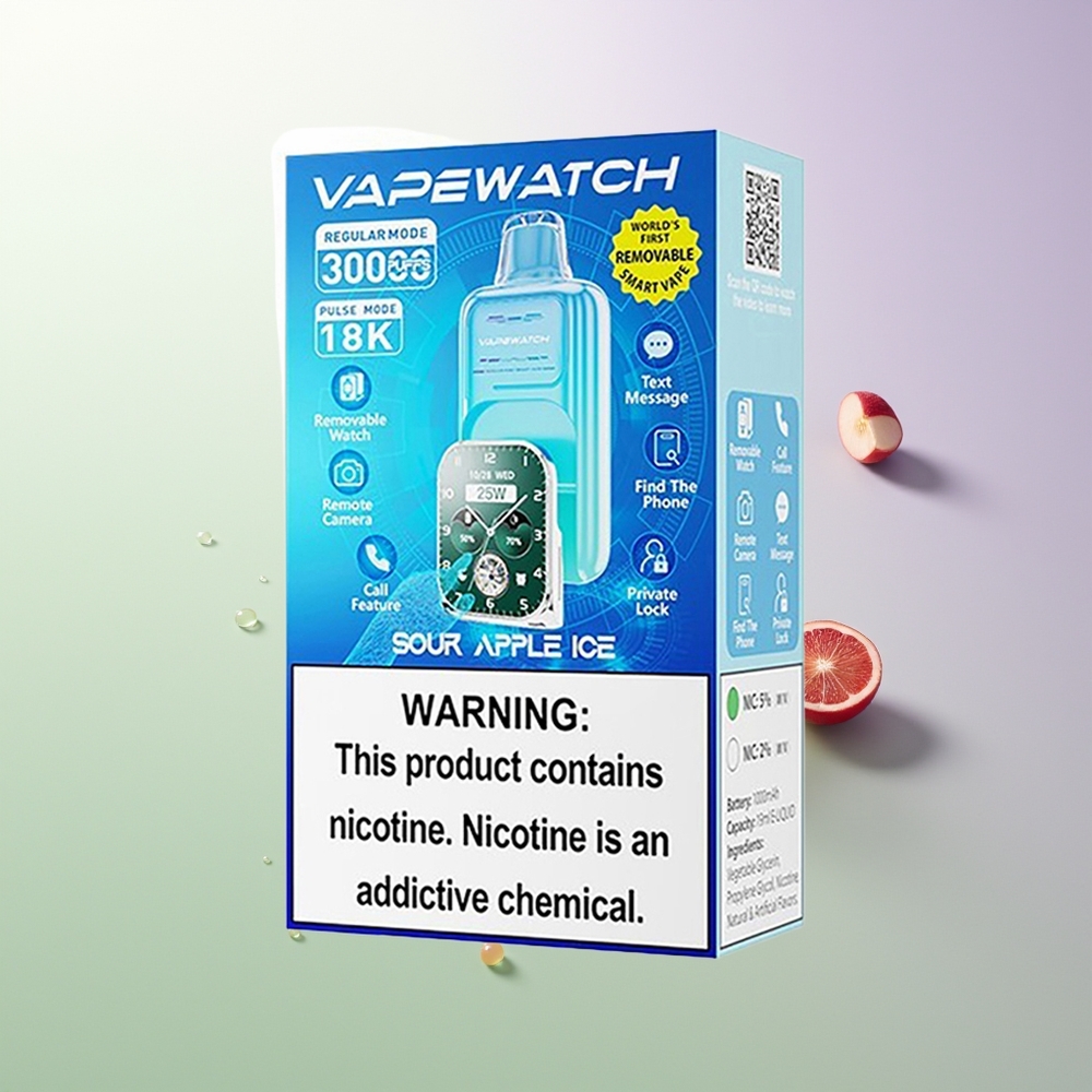 JNR VapeWatch 30000 Pufova Dual Mesh Coil 19mL 5% Nikotina Sour Apple Ice