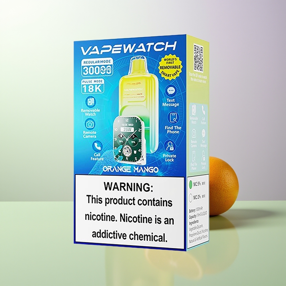 JNR VapeWatch 30000 Pufova Dual Mesh Coil Type-C Brzo Punjenje 1000mAh 19mL Narandža Mango
