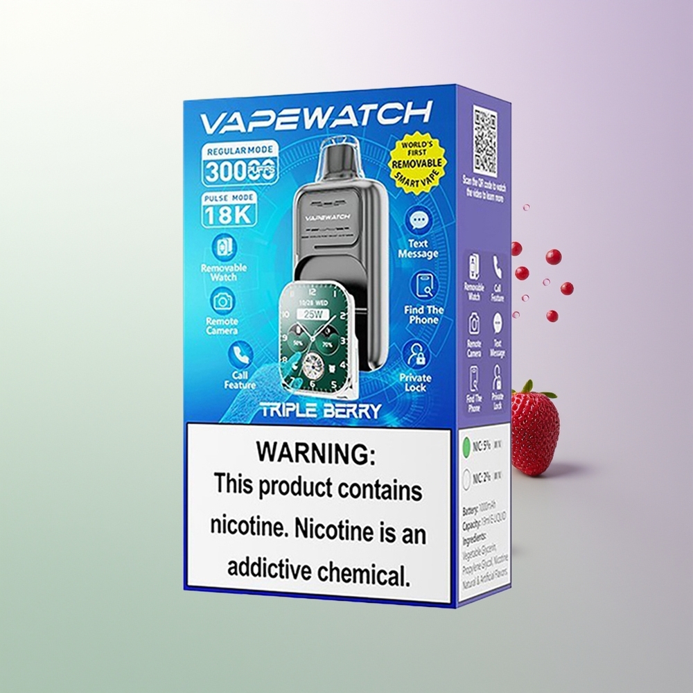 JNR VapeWatch 30000 Pufova Dual Mesh Coil Type-C Quick Charge Triple Bobice