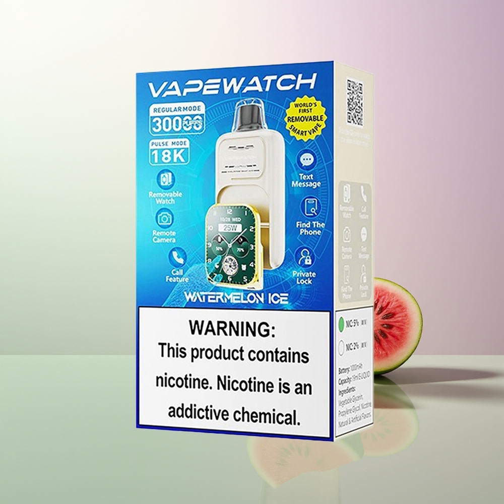JNR VapeWatch 30.000 Pufova Dual Mesh Coil Type-C Brzo Punjenje 1000mAh 19mL Lubenica Led