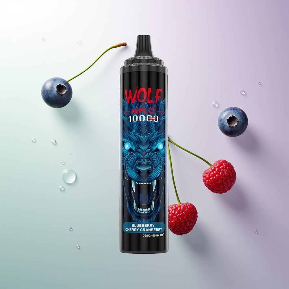 JNR Wolf Niplo 10000 Pufova 1.0 Ohm Mesh Coil 650mAh 20ml Type-C Brusnica Trešnja Borovnica Srpski Dobavljači