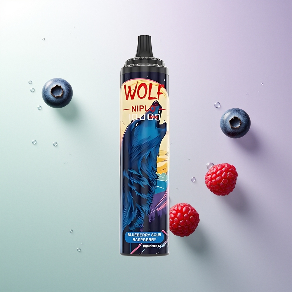 JNR Wolf Niplo 10000 Pufova Mesh Coil 1.0 Ohm 650mAh Type-C Plava Jagoda Kisela Malina
