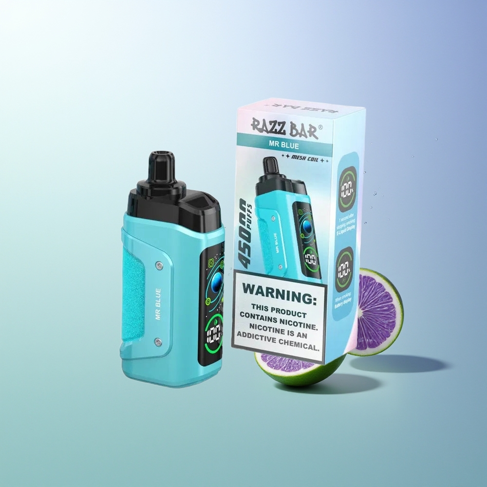 Razz Bar 45000 Pufova 1.0 Ohm Mesh Coil Tip C Punjenje 20 mg/ml Nikotina Gospodin Plavi