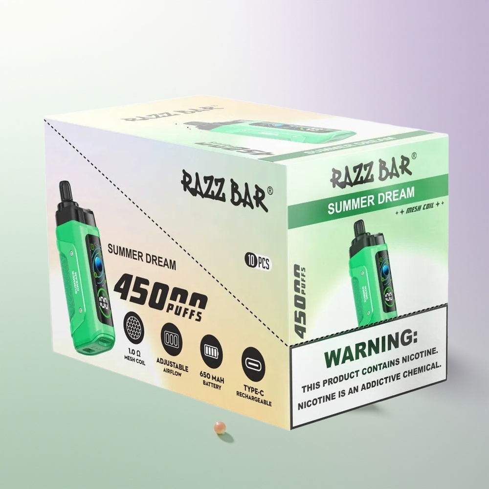 Razz Bar 45000 Pufova Letnji San 1.0 Ohm Mesh Coil Type-C Punjenje 20 mg/ml Jačina Nikotina