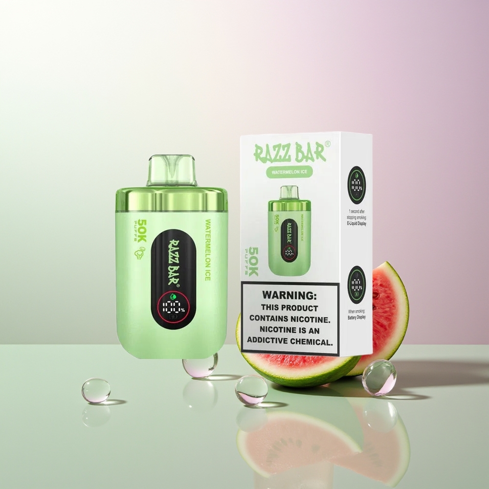 Razz Bar 50K Puffs 1.0 Ohm Mesh 650mAh Type-C 2% Nikotina Lubenica Led