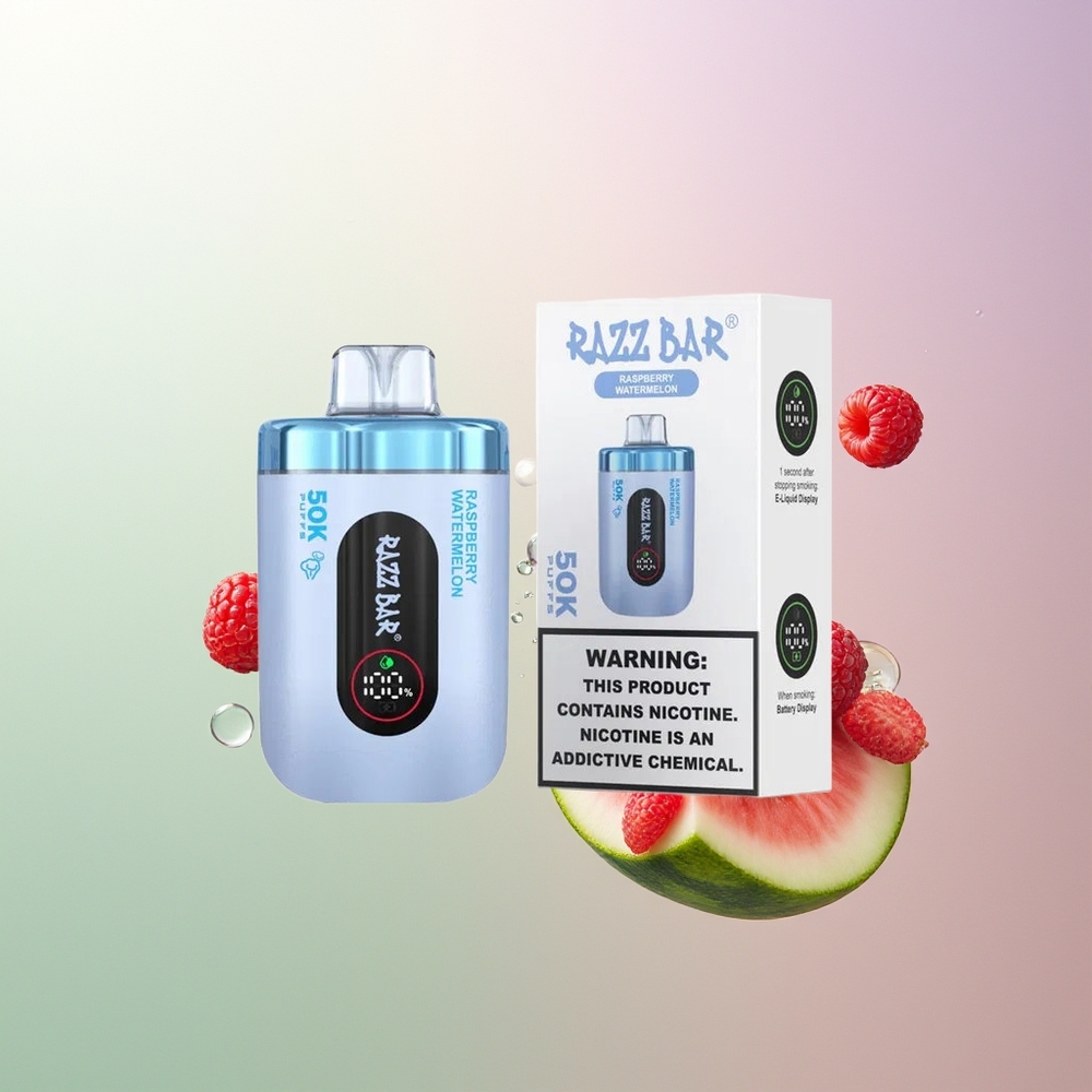 Razz Bar 50K Puffs 1.0 Ohm Mesh 650mAh Type-C 2% Nikotina Malina Lubenica
