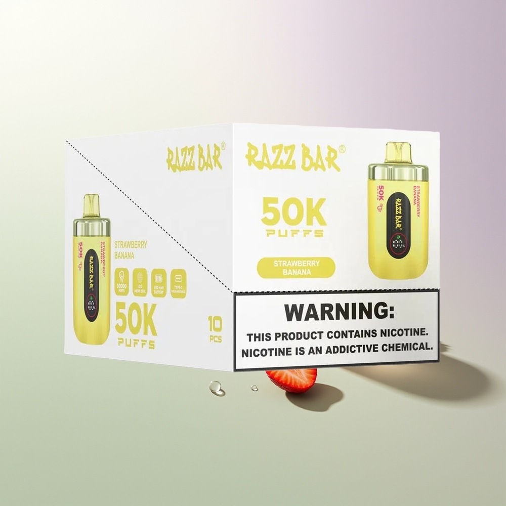 Razz Bar 50K Puffs 1.0 Ohm Mesh 650mAh Type-C 2% Никотин Јагода Банана