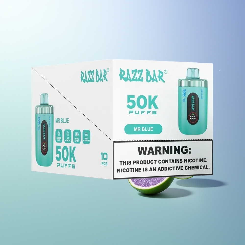 Razz Bar 50K Pufova 1.0 Ohm Mesh 650mAh Type-C 2% Nikotina Plavi (Mr Blue)