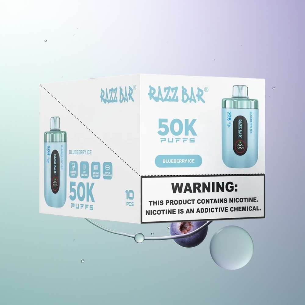 Razz Bar 50K Pufova 1.0 Ohm Mesh Coil 650mAh Tip-C Plava Jagoda Led
