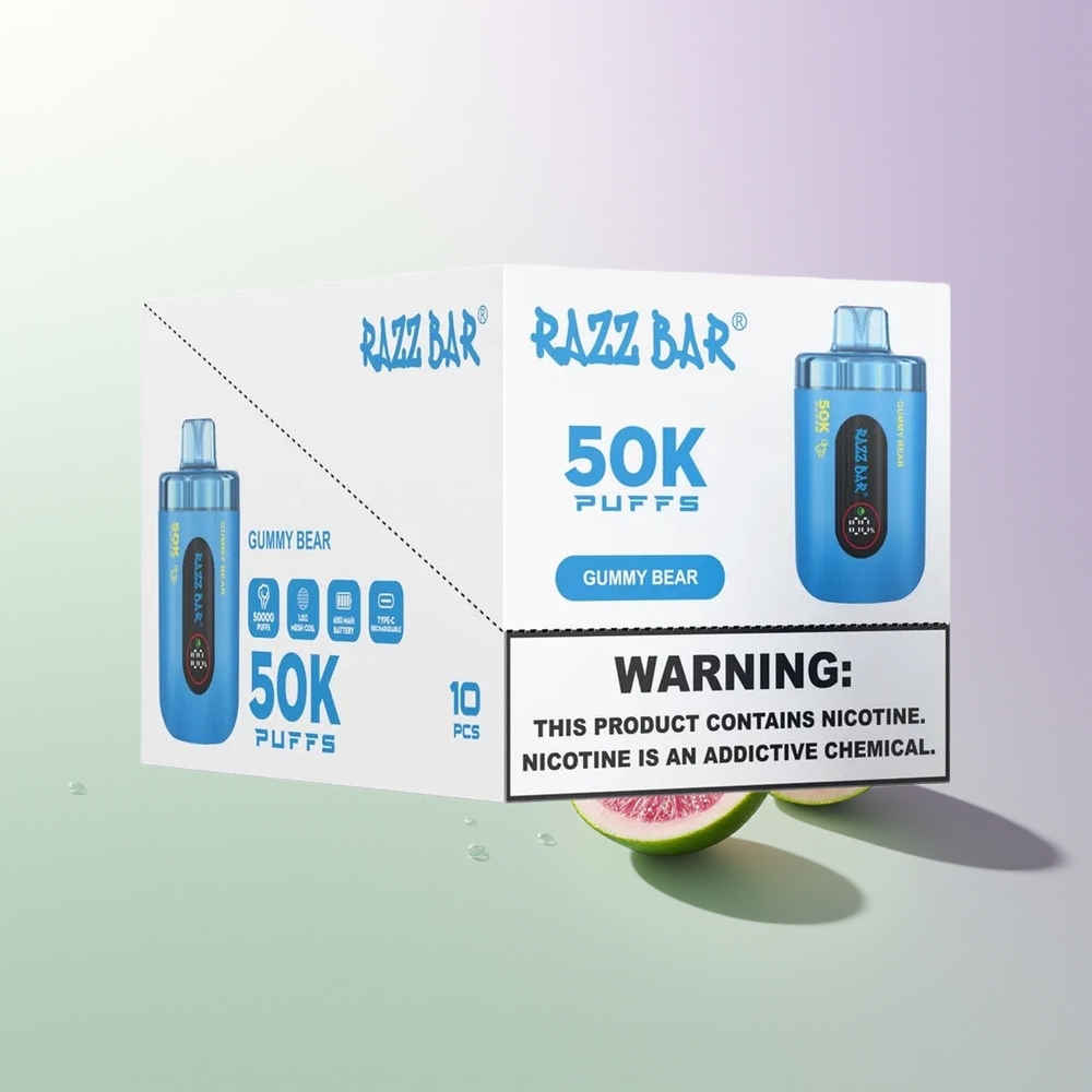 Razz Bar 50K Pufova Gumeni Medved 1.0 Ohm Mesh Coil 650 Mah Type-C 2% Nikotina