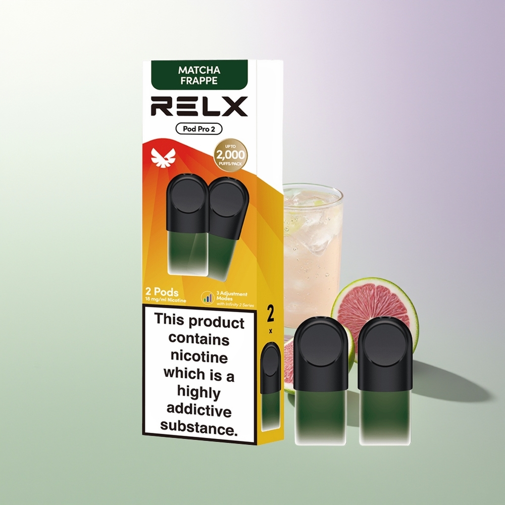 RELX Pod Pro 2 600 Pufova 1.9ml 3 Nivoa Napajanja Eco/Smooth/Boost Čaj-Matcha Frape Čaj