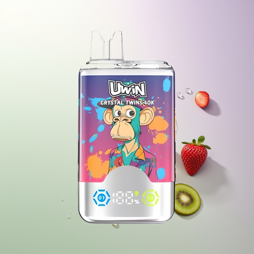 UWIN Crystal Twins 40000 Puffova Dva Ukusa Punjivi Dizajn Jagoda Kivi Grožđe Led